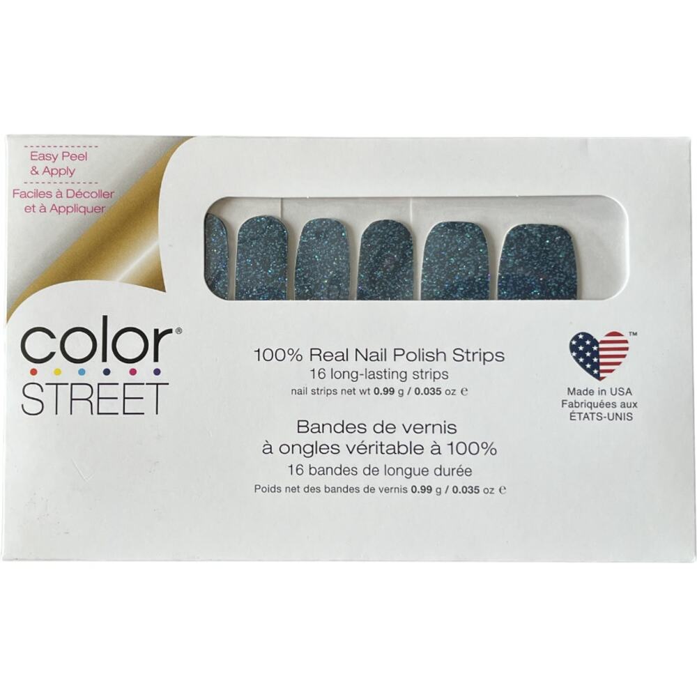 Color Street Dallas Darling Nail Polish Strips Blue Glitter FMG184